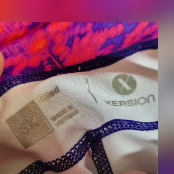 Xersion Vibrant Pink and Orange Fitted Leggings Size 3X - Picture 3 of 3
